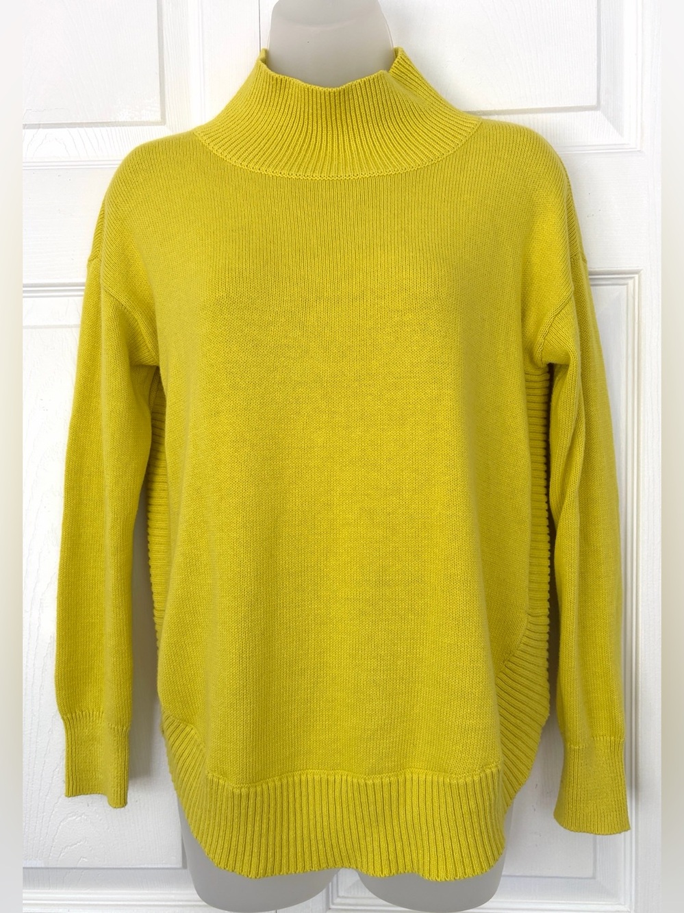 Zaket & Plover Sweater Funnel Neck Cashmere Cotton Blend Sweater Yellow XS - Picture 1 of 13